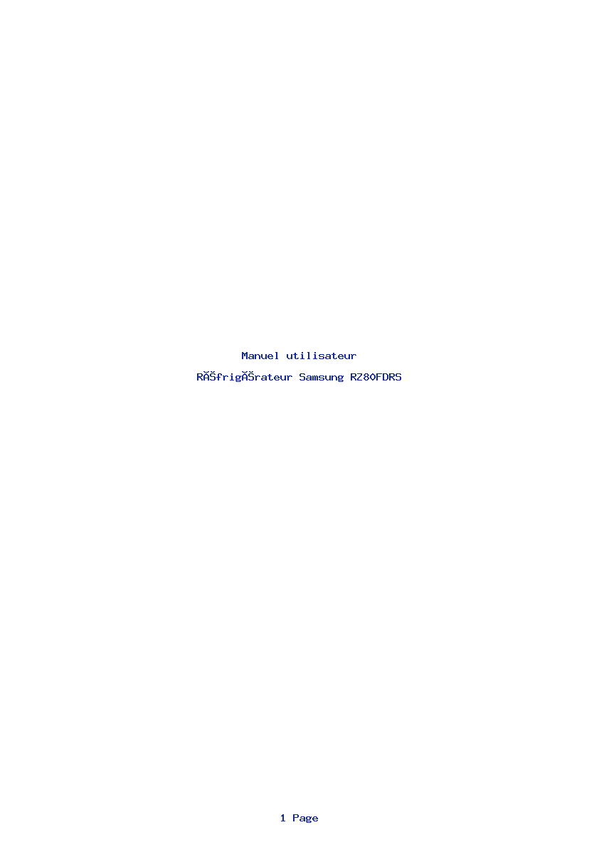 Page 1 de la notice Manuel utilisateur Samsung RZ80FDRS