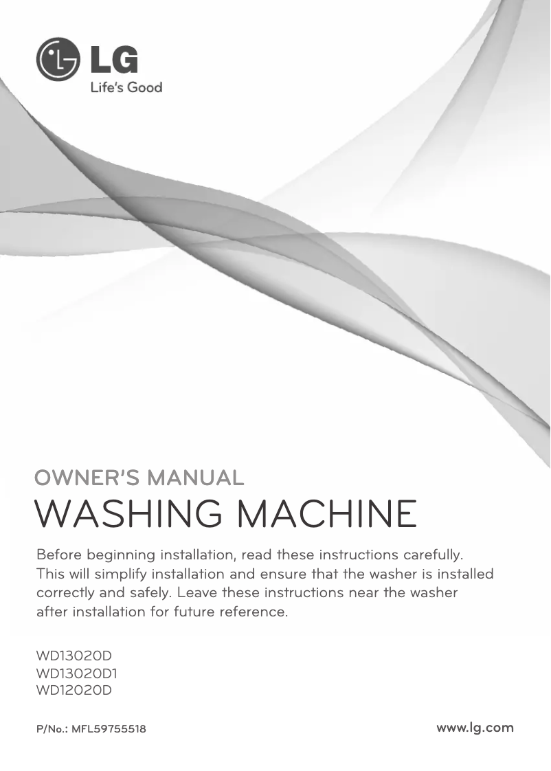 Page 1 de la notice Manuel utilisateur LG WD13020D