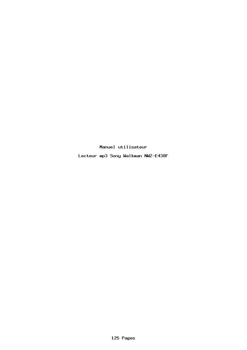 Page 1 de la notice Manuel utilisateur Sony Walkman NWZ-E438F