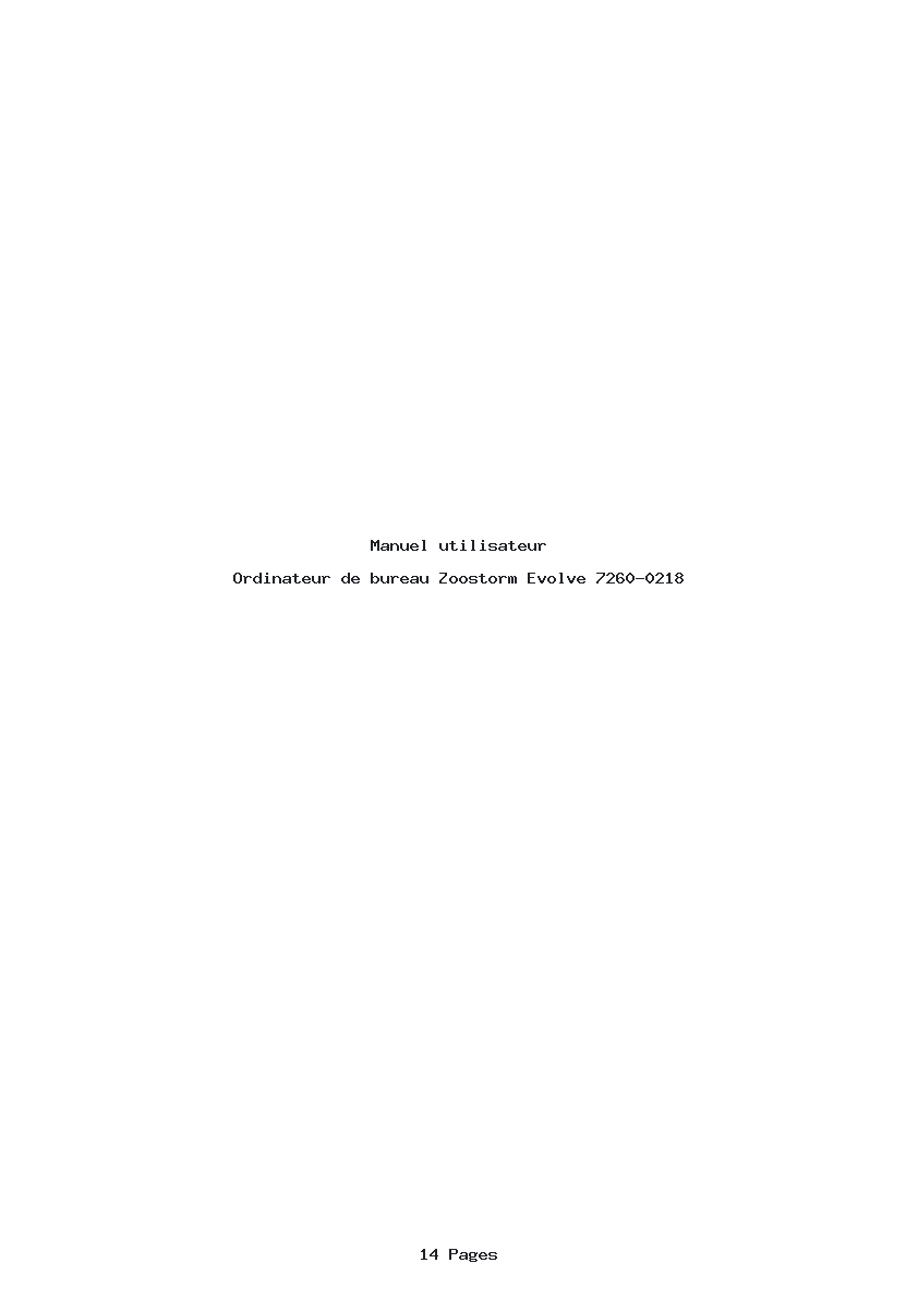 Page 1 de la notice Manuel utilisateur Zoostorm Evolve 7260-0218