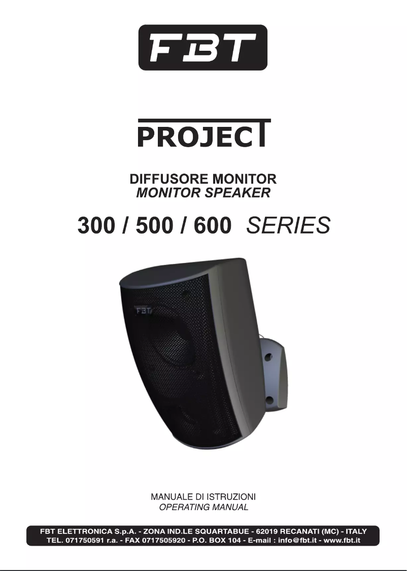 Page 1 de la notice Manuel utilisateur FBT PROJECT 530
