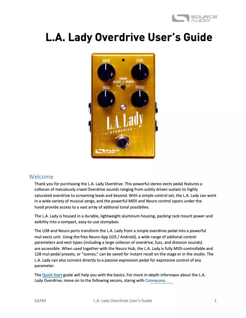 Página 1 del manual Manual de usuario Source Audio L.A. Lady