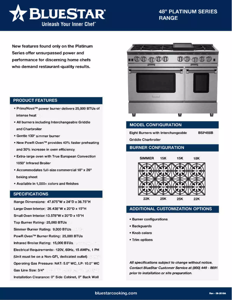 Page 1 de la notice Fiche technique BlueStar BSP488BCFPLT