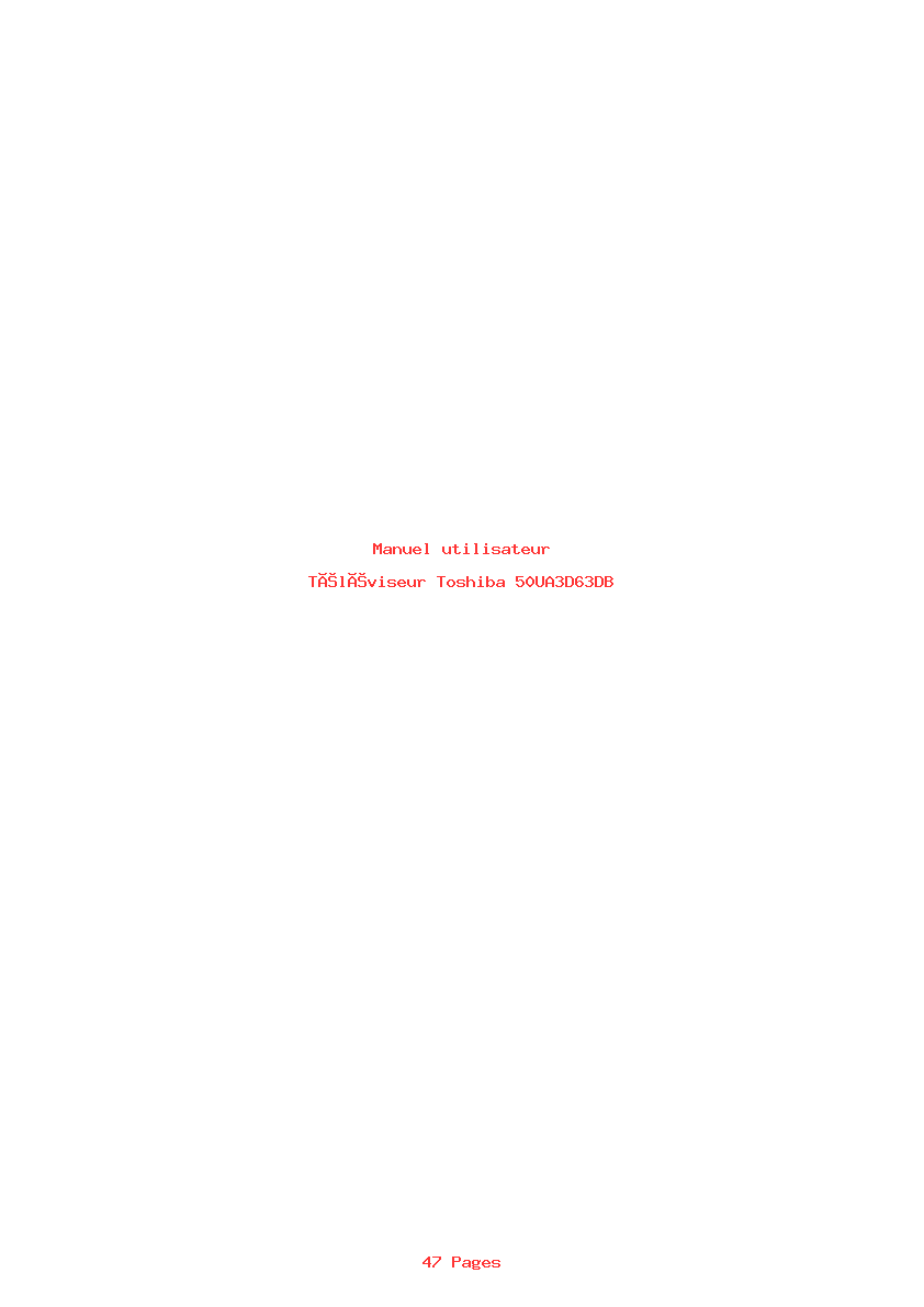 Page 1 de la notice Manuel utilisateur Toshiba 50UA3D63DB