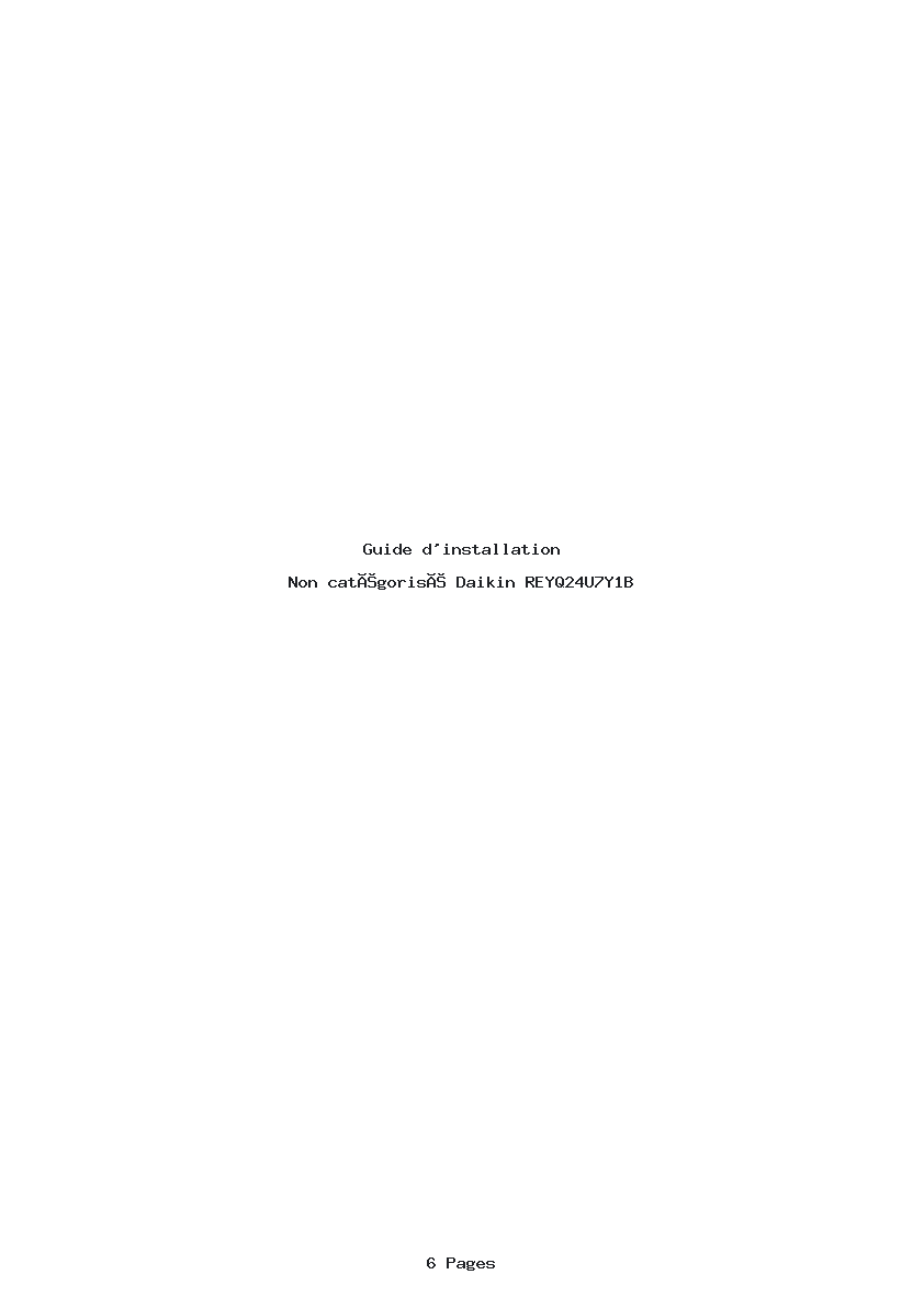Page 1 de la notice Guide d'installation Daikin REYQ24U7Y1B