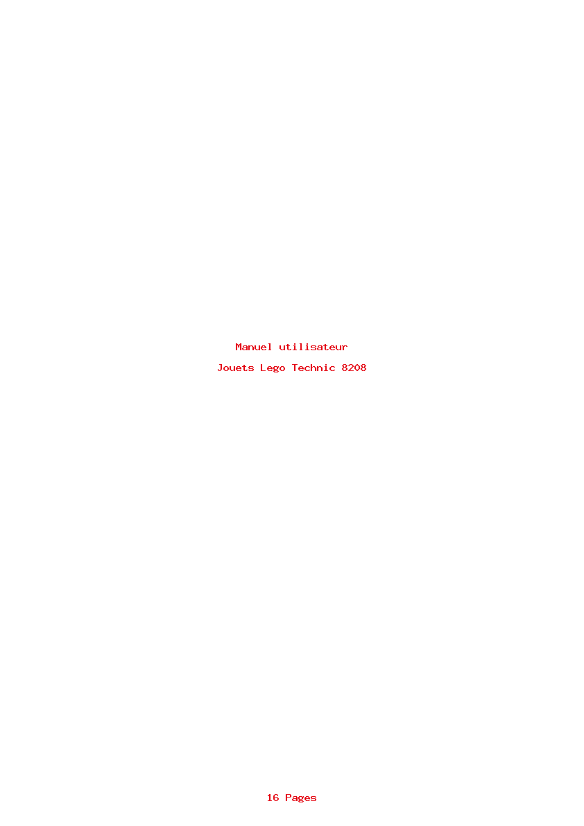 Page 1 de la notice Manuel utilisateur Lego Technic 8208