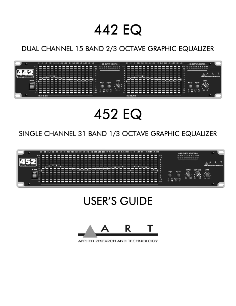 Page 1 de la notice Manuel utilisateur ART 452