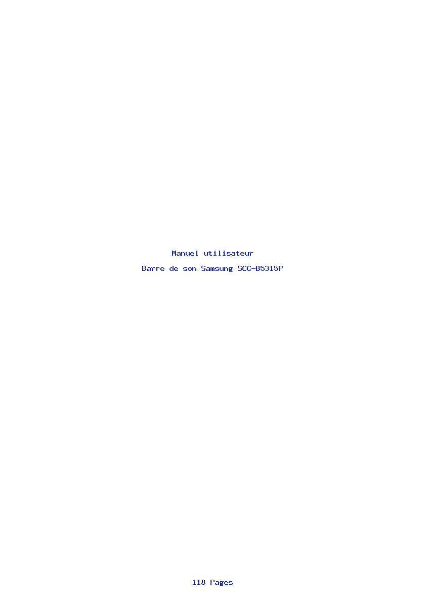 Page 1 de la notice Manuel utilisateur Samsung SCC-B5315P