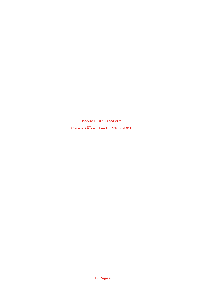 Page 1 de la notice Manuel utilisateur Bosch PKG775T01E