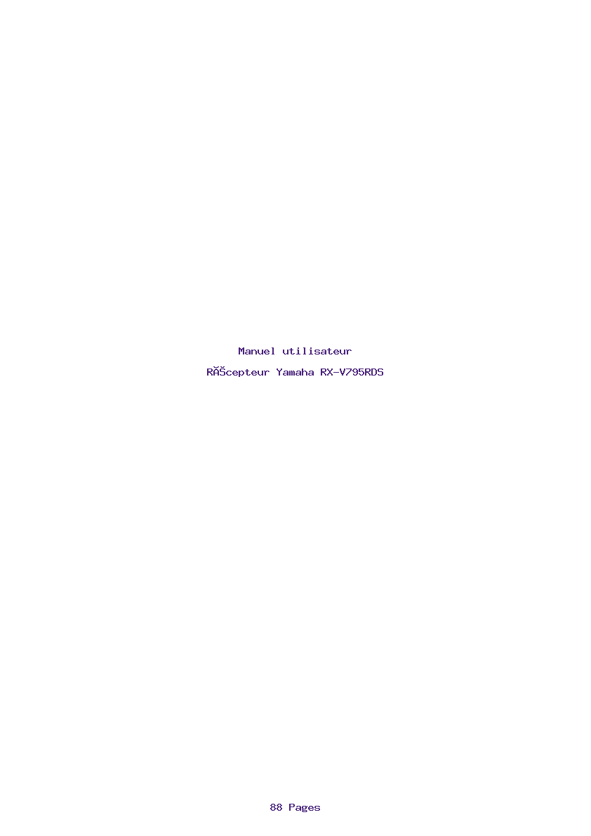 Page 1 de la notice Manuel utilisateur Yamaha RX-V795RDS