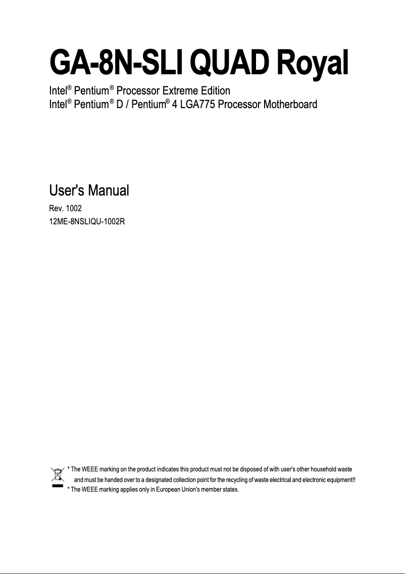 Página 1 del manual Manual de usuario Gigabyte GA-8N-SLI Quad Royal
