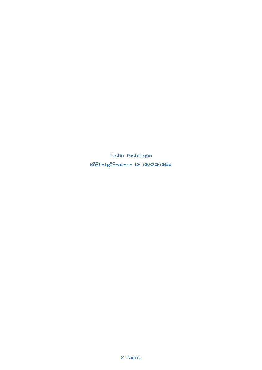 Image de la première page du manuel de l'appareil GBS20EGHWW