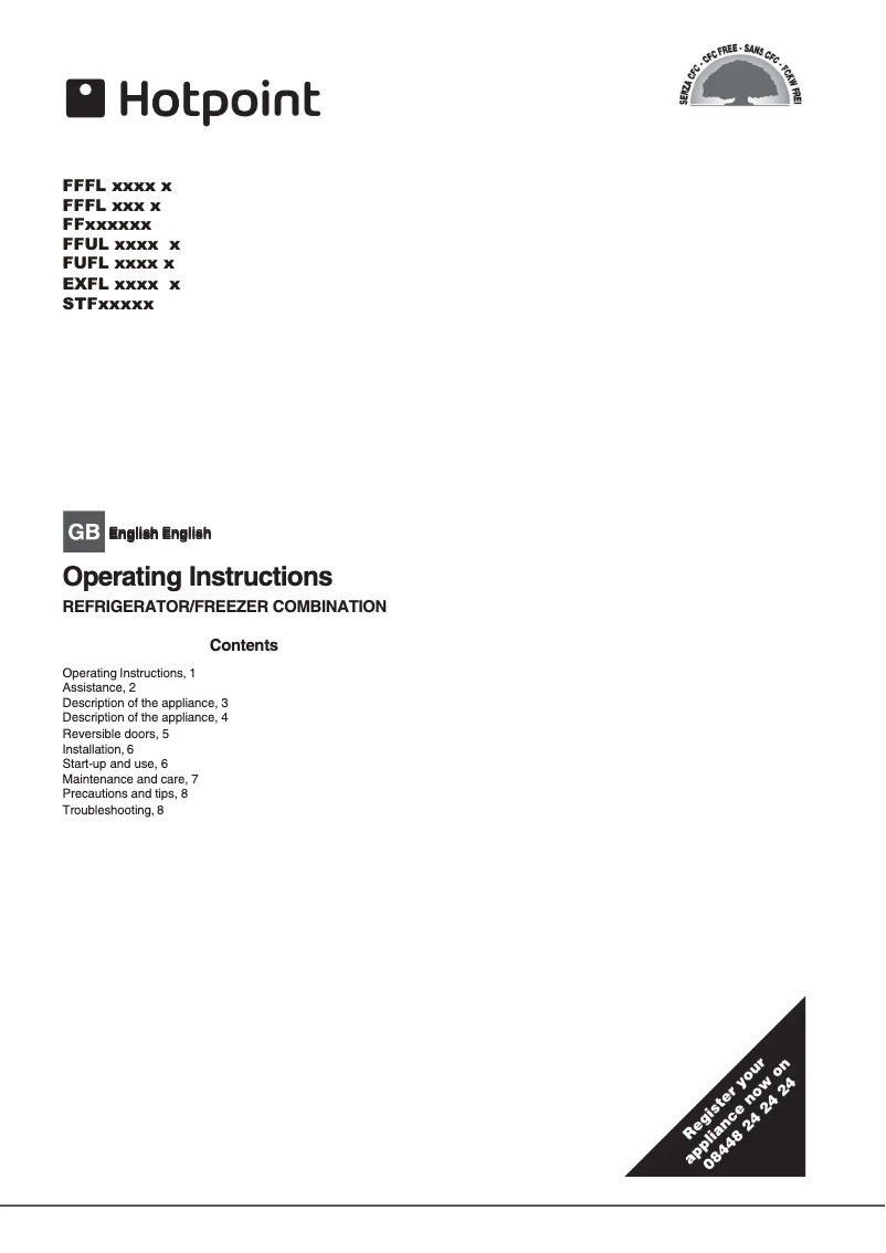 Page 1 de la notice Manuel utilisateur Hotpoint FFFL1810K