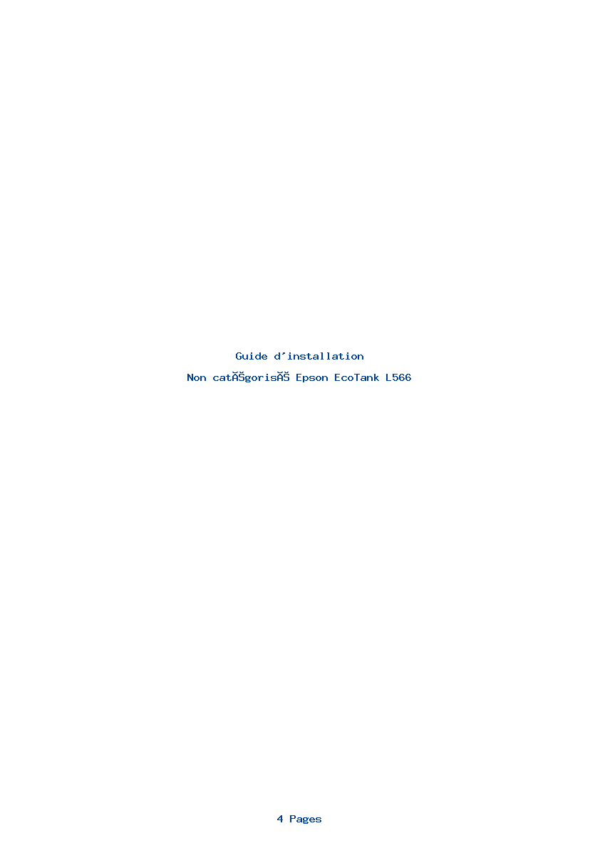 Page 1 de la notice Guide d'installation Epson EcoTank L566
