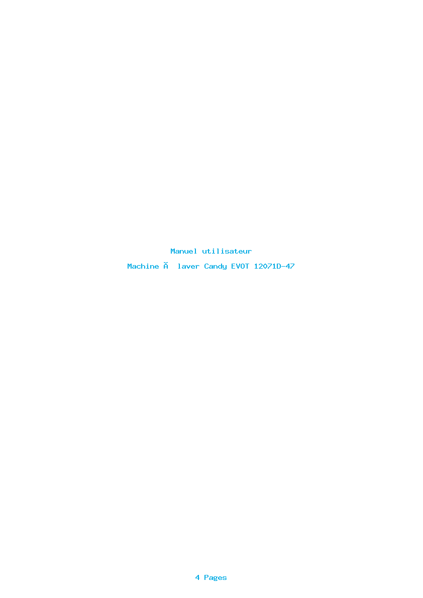 Page 1 de la notice Manuel utilisateur Candy EVOT 12071D-47