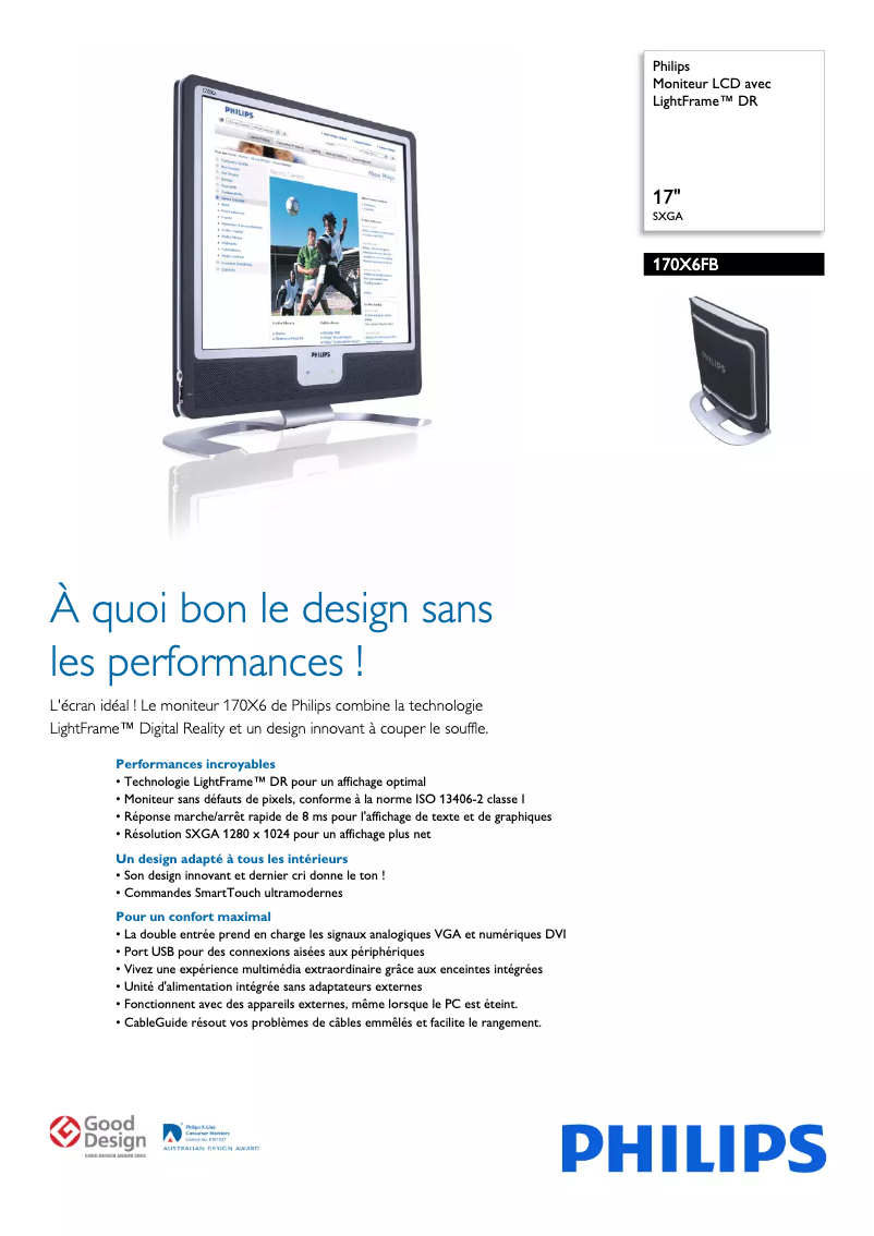 Página 1 del manual Ficha técnica Philips 170X6FB