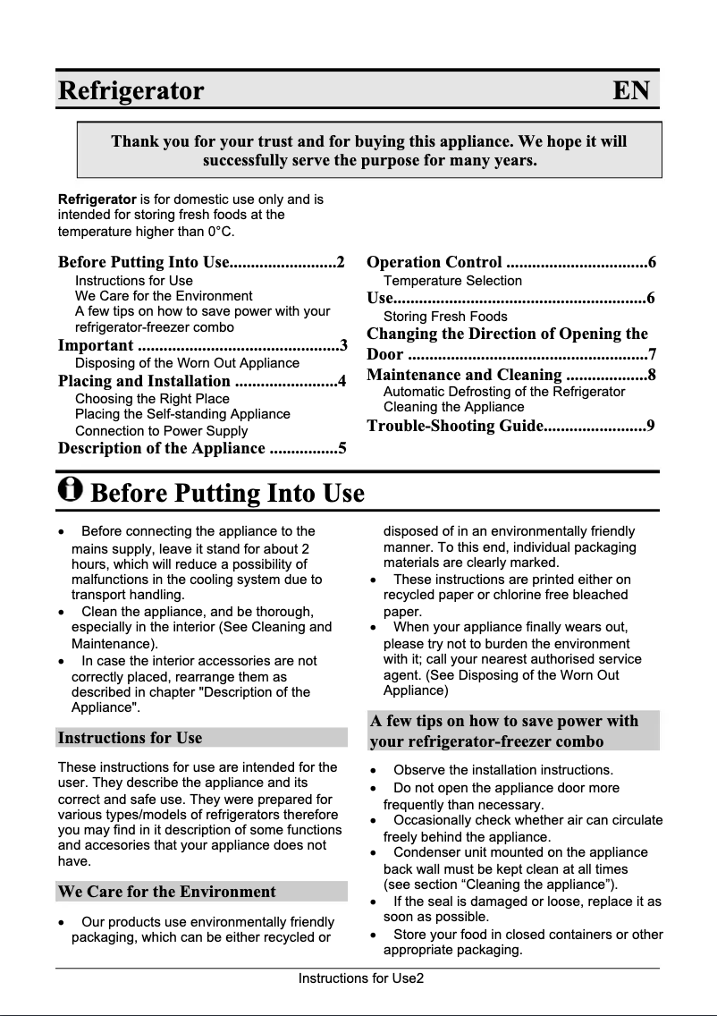 Page 1 de la notice Manuel utilisateur Gorenje R6164W