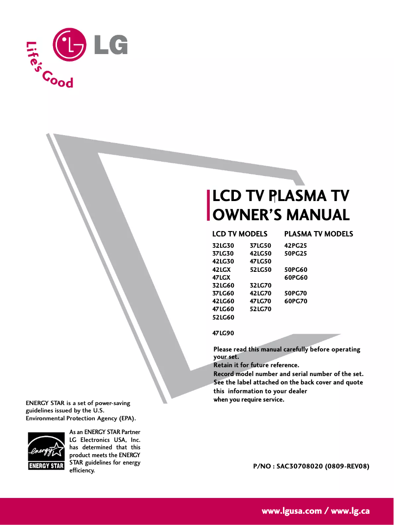 Page 1 of the manual User Manual LG 42X