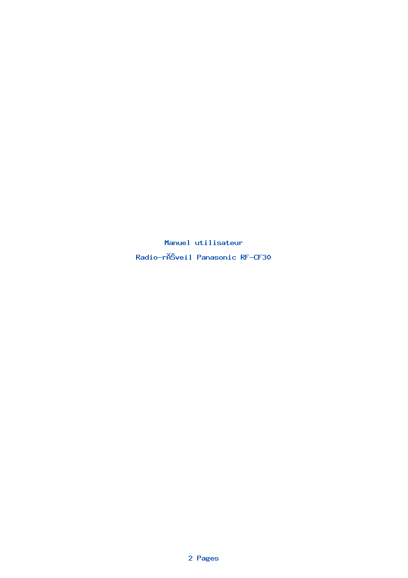 Page 1 de la notice Manuel utilisateur Panasonic RF-CF30