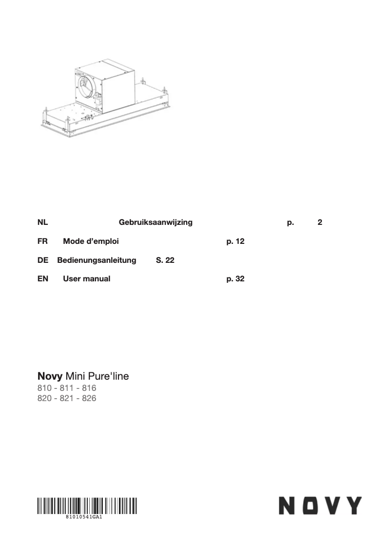 Page 1 de la notice Manuel utilisateur Novy Pure'Line Mini 821