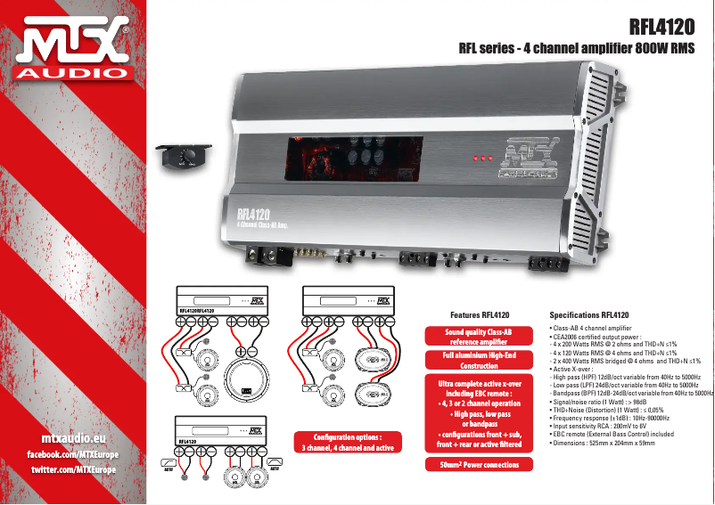 Page 1 de la notice Fiche technique MTX Audio RFL4120