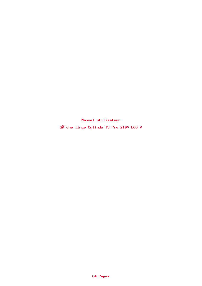 Page 1 de la notice Manuel utilisateur Cylinda TS Pro 2190 ECO V