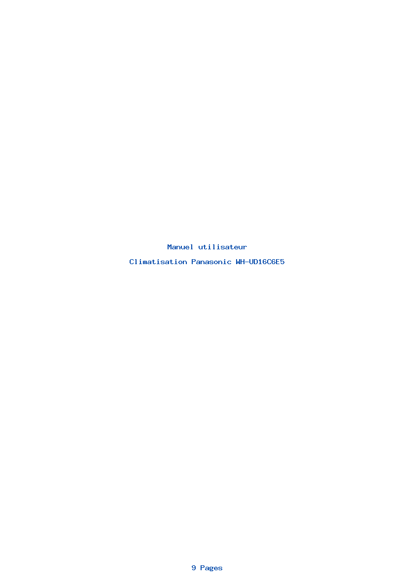 Page 1 de la notice Manuel utilisateur Panasonic WH-UD16C6E5