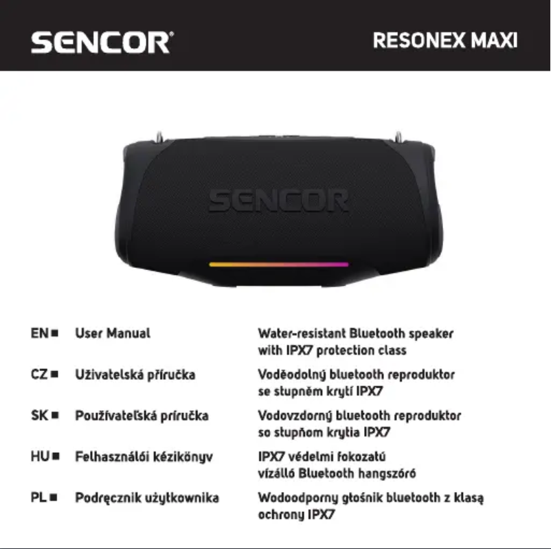 Página 1 del manual Manual de usuario Sencor RESONEX MAXI