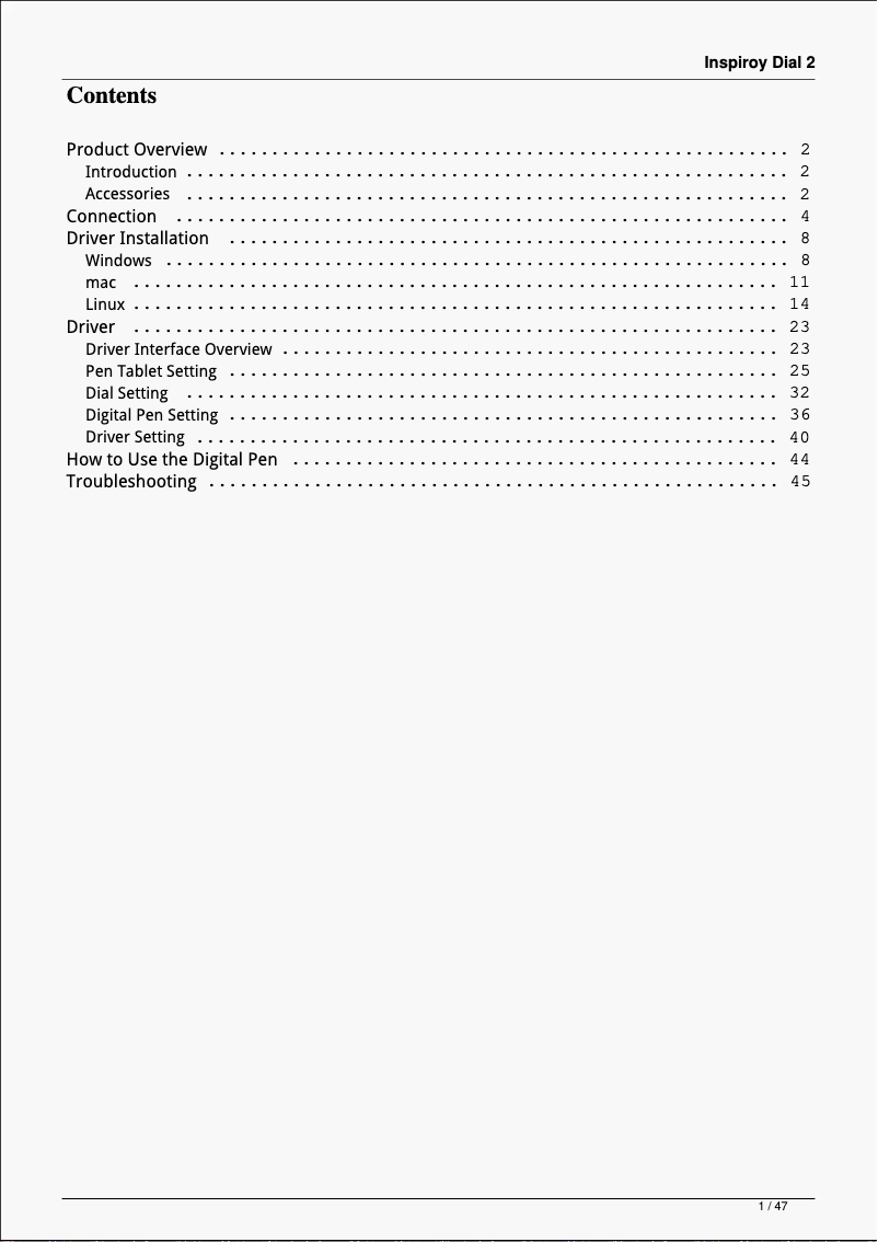 Page 1 de la notice Manuel utilisateur Huion Inspiroy Dial 2