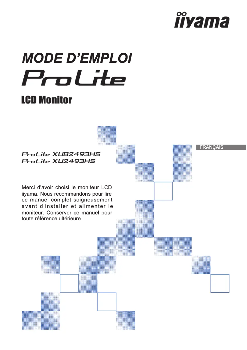 Page 1 de la notice Manuel utilisateur Iiyama ProLite XUB2493HS-B1