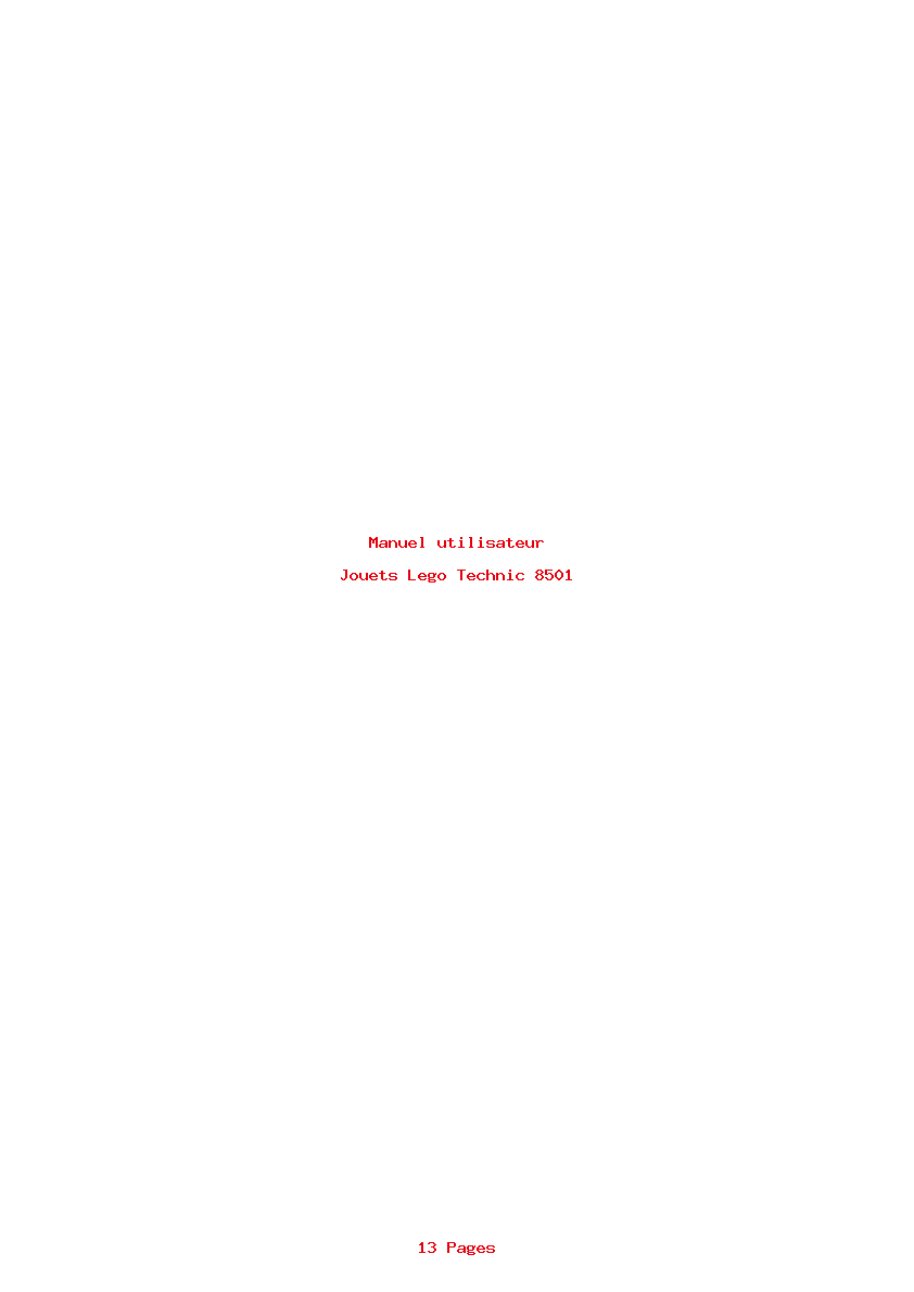 Page 1 de la notice Manuel utilisateur Lego Technic 8501