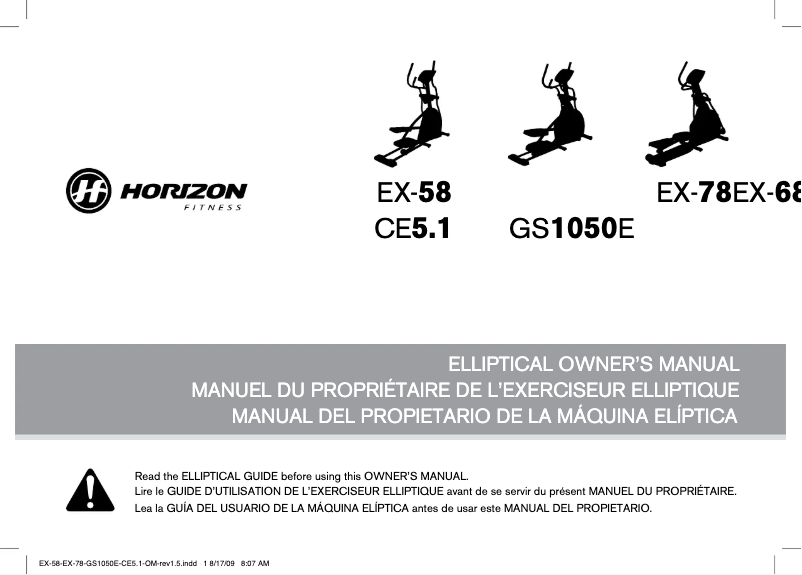 Page 1 de la notice Manuel utilisateur Horizon Fitness GS1050E
