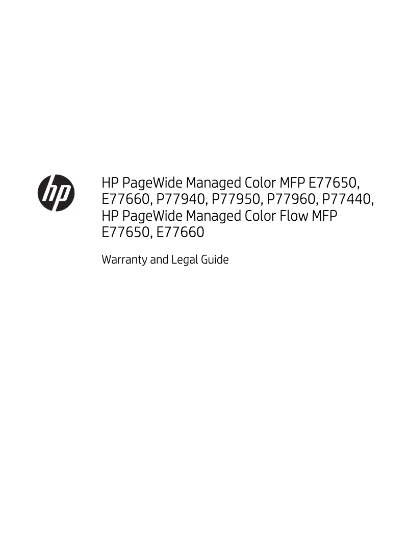 Page n°1 - Informations de garantie HP PageWide Managed Color MFP E77650