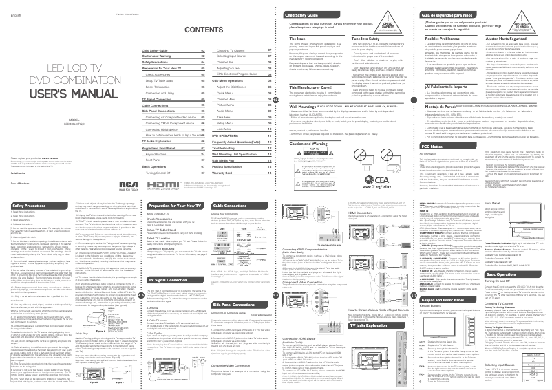 Page 1 of the manual User Manual RCA LED40G45RQD
