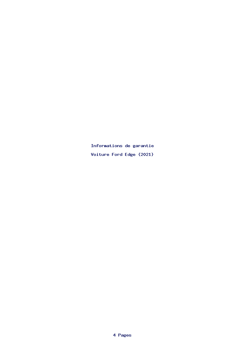 Page 1 de la notice Informations de garantie Ford Edge (2021)