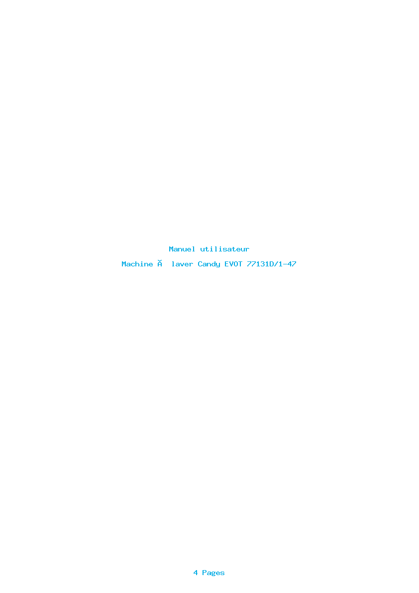 Page 1 de la notice Manuel utilisateur Candy EVOT 77131D/1-47