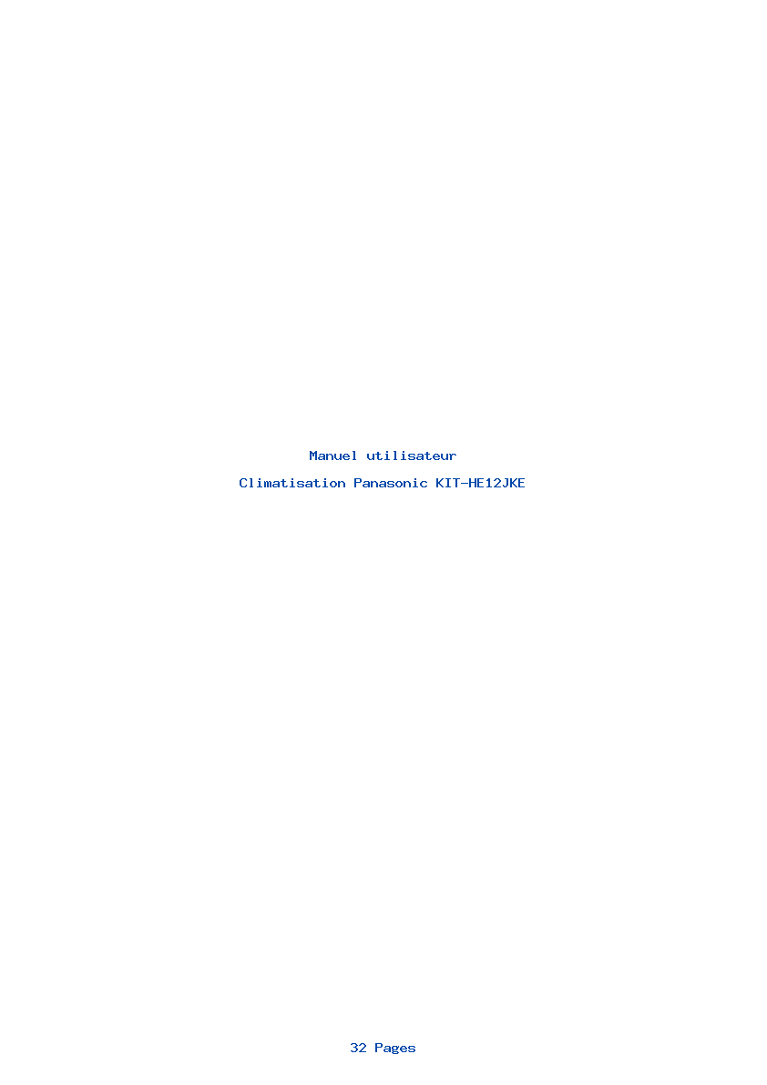 Page 1 de la notice Manuel utilisateur Panasonic KIT-HE12JKE