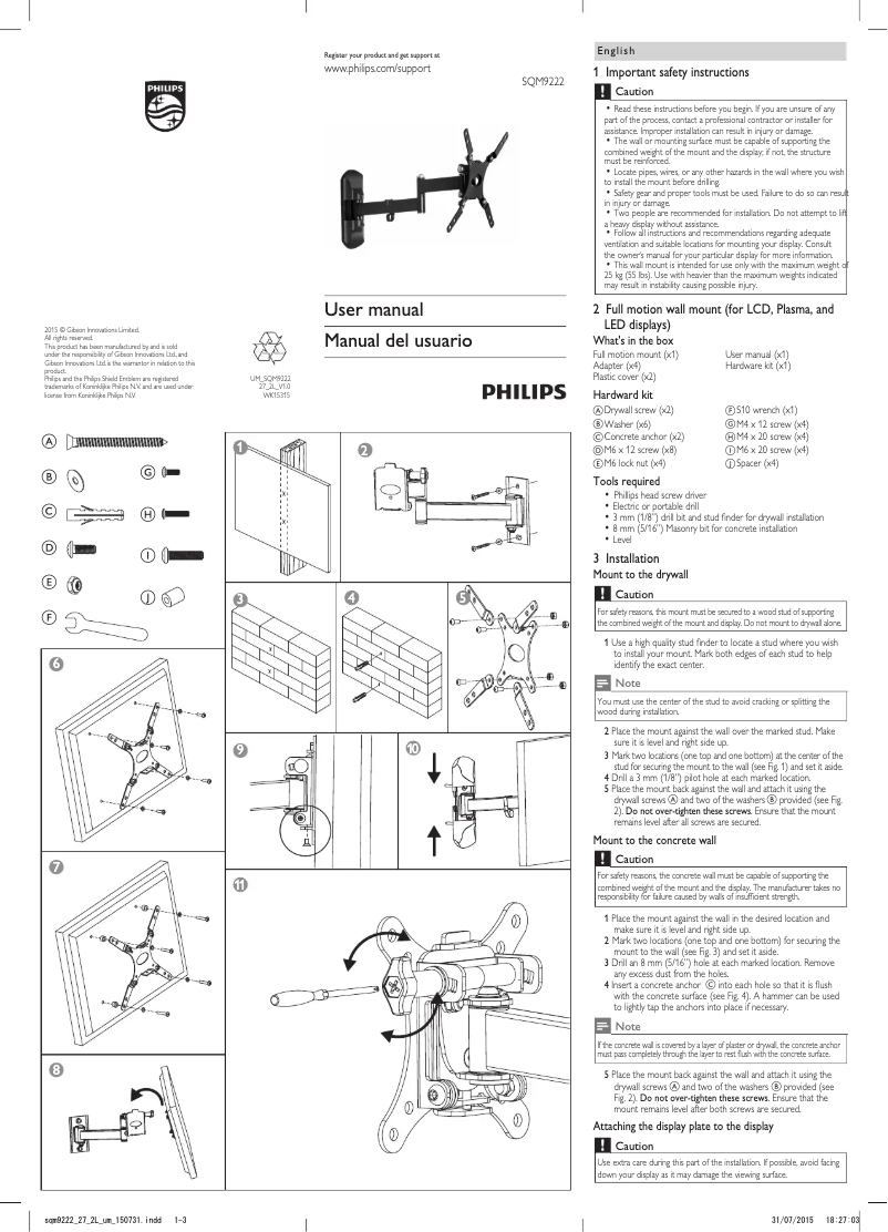 Page 1 de la notice Manuel utilisateur Philips SQM9222