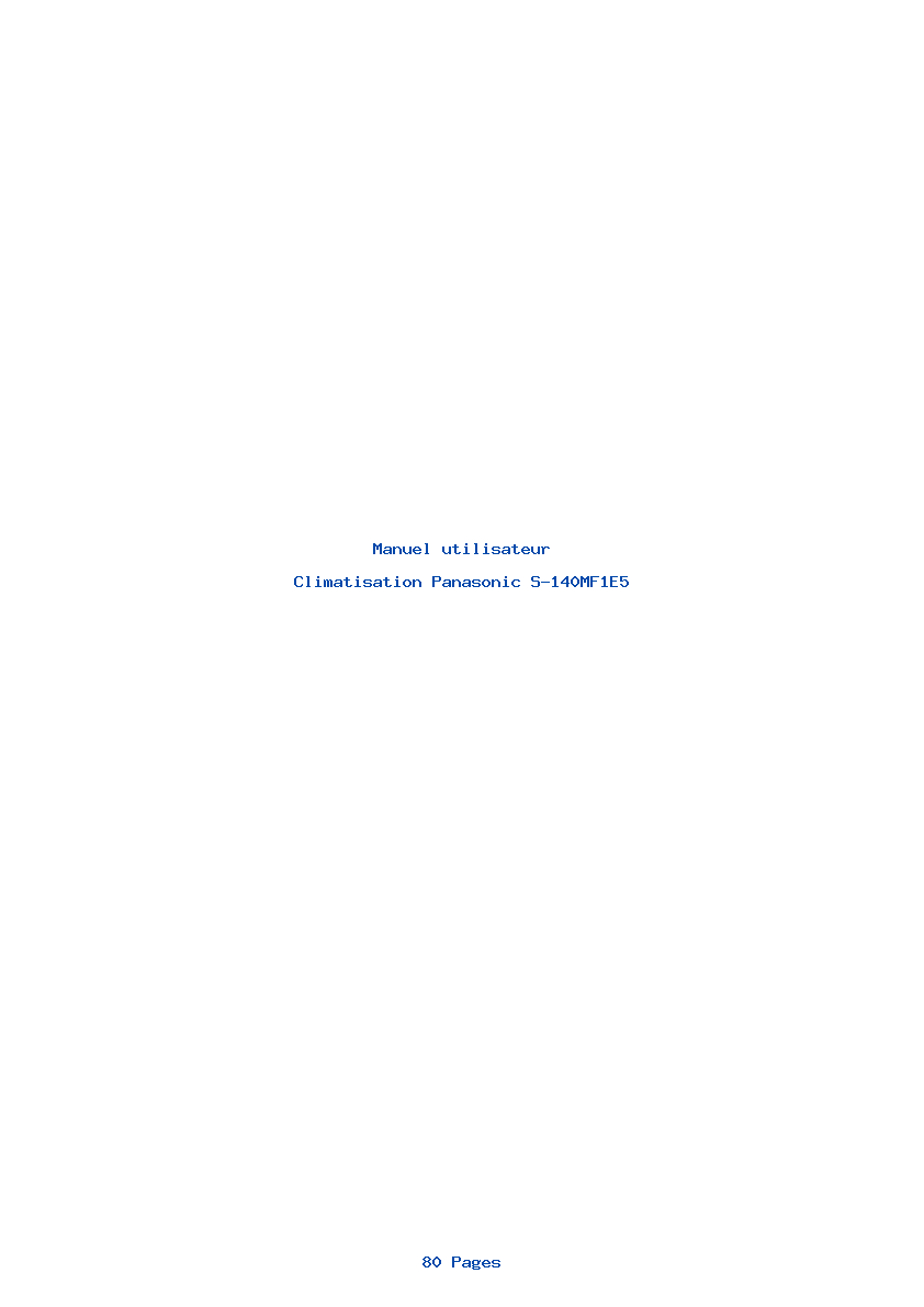 Page 1 de la notice Manuel utilisateur Panasonic S-140MF1E5