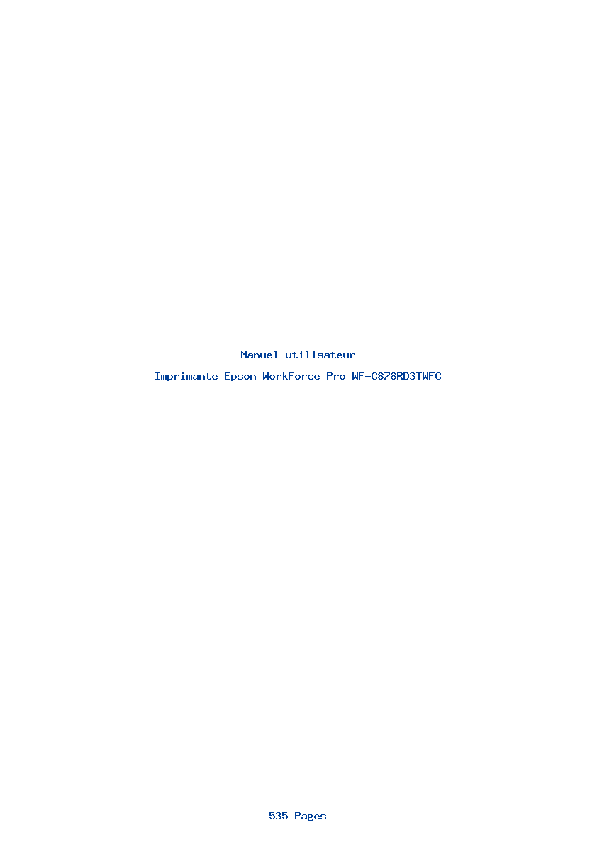 Page 1 de la notice Manuel utilisateur Epson WorkForce Pro WF-C878RD3TWFC