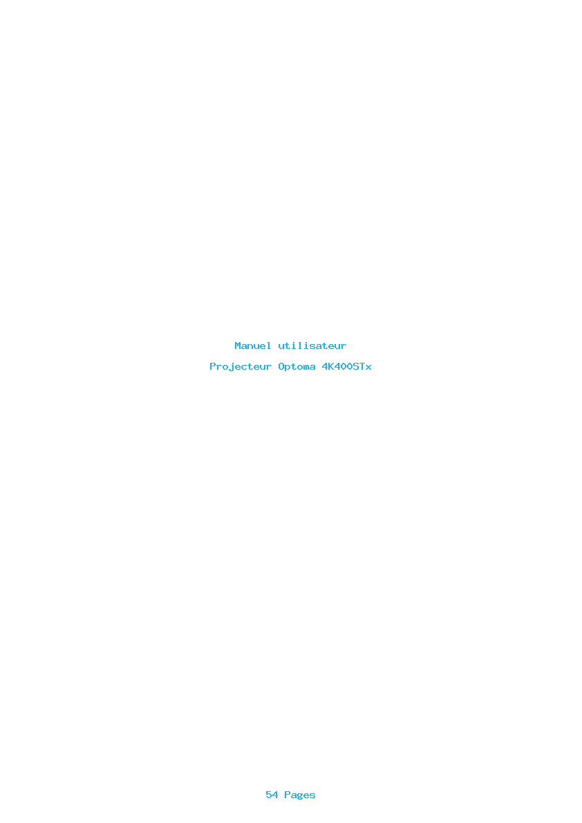 Page 1 de la notice Manuel utilisateur Optoma 4K400STx