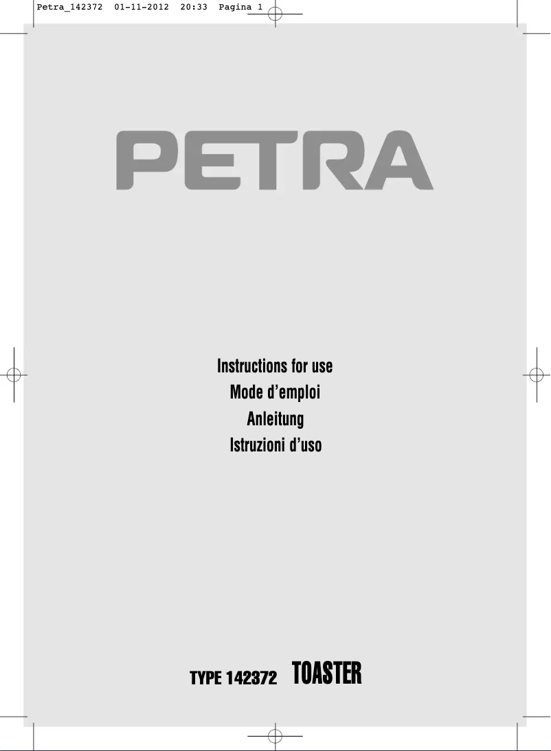 Page 1 de la notice Manuel utilisateur Petra Electric Belluno TA521.35