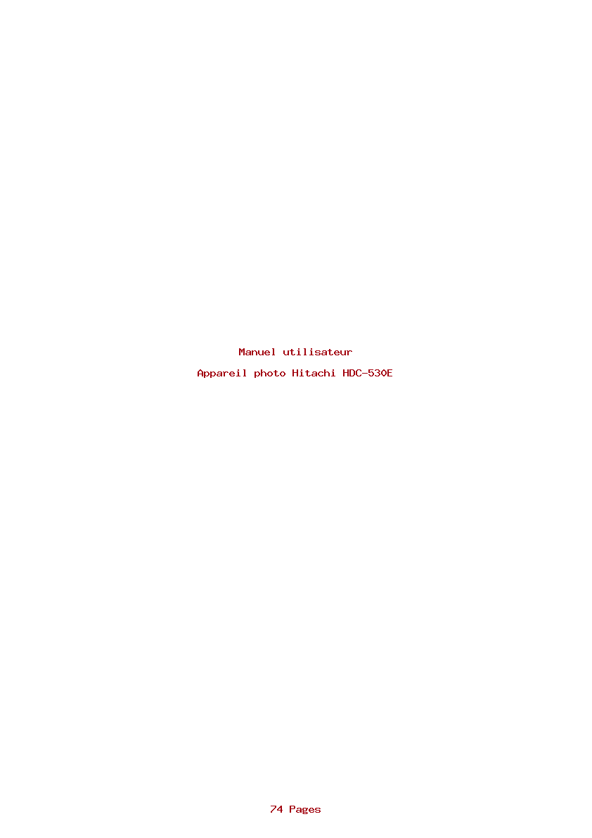 Page 1 de la notice Manuel utilisateur Hitachi HDC-530E