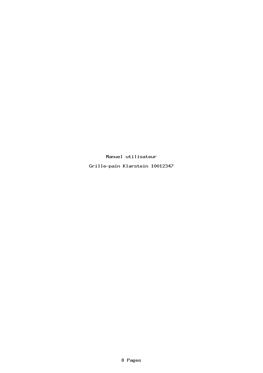 Page 1 de la notice Manuel utilisateur Klarstein 10012347