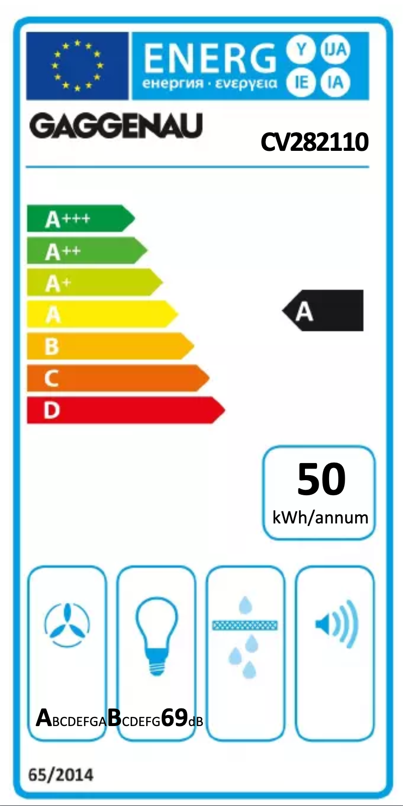 Page 1 de la notice Label énergétique Gaggenau CV282110