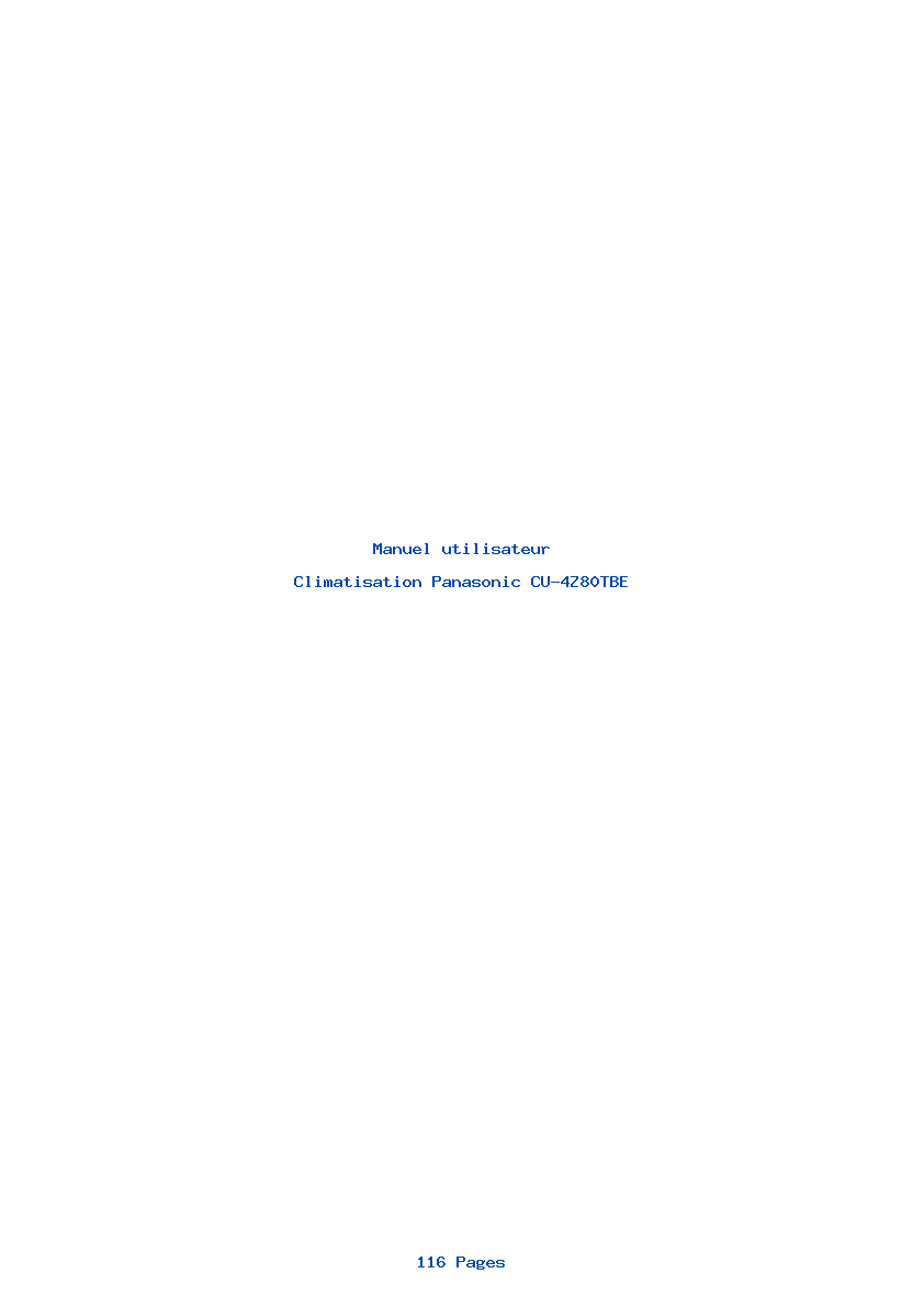 Page 1 de la notice Manuel utilisateur Panasonic CU-4Z80TBE