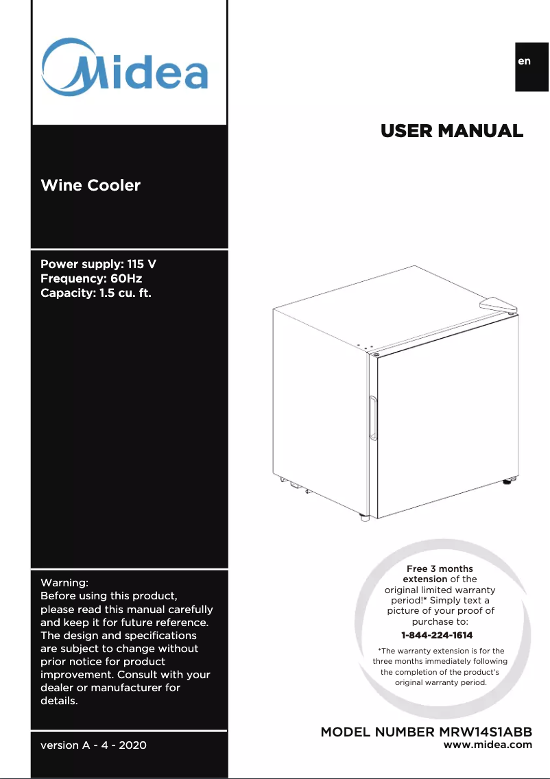 Página 1 del manual Manual de usuario Midea MRW14S1ABB