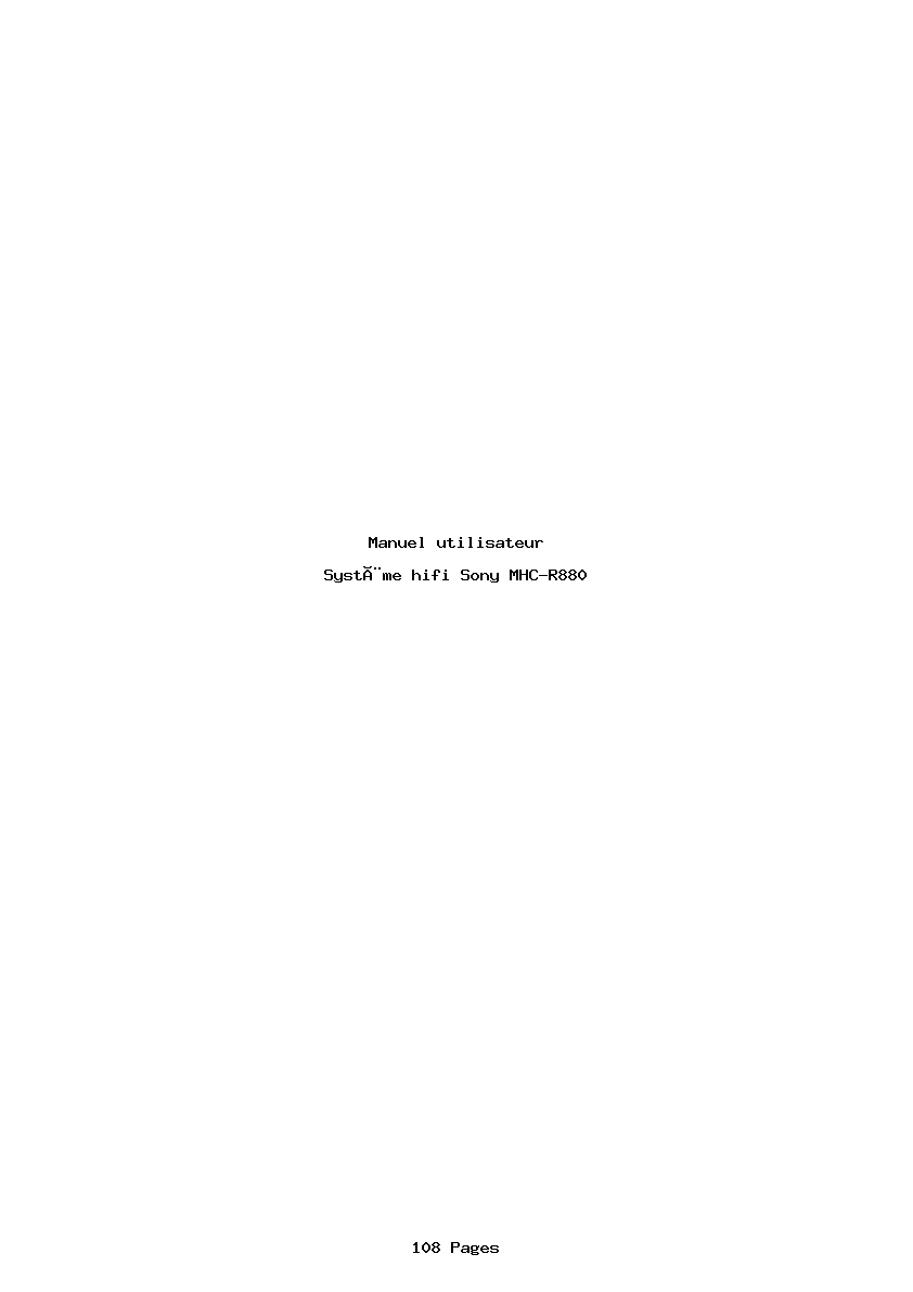 Page 1 de la notice Manuel utilisateur Sony MHC-R880