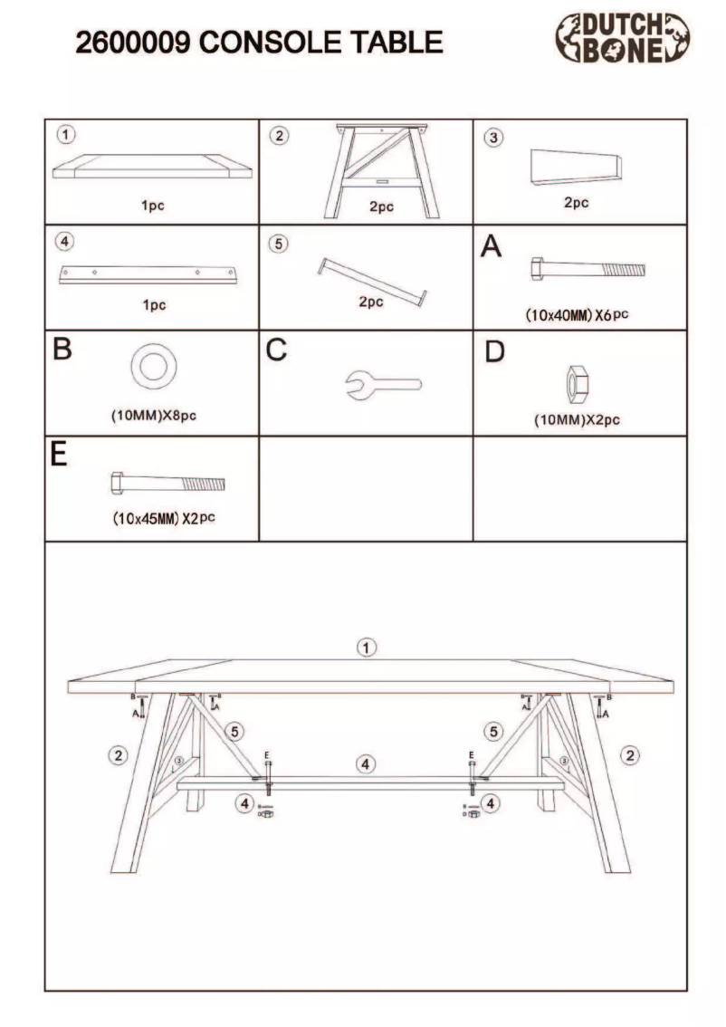 Page 1 de la notice Manuel utilisateur Dutchbone Dustin