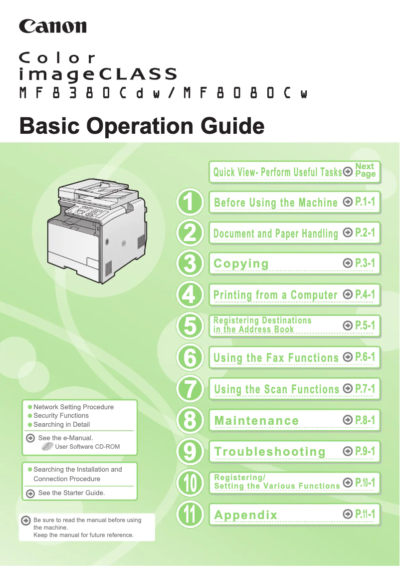Page 1 de la notice Manuel utilisateur Canon imageCLASS MF8380CDW
